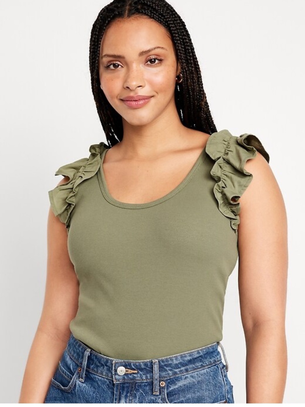 OLD NAVY Olive Green Ruffle Sleeve Tank Top 3X
